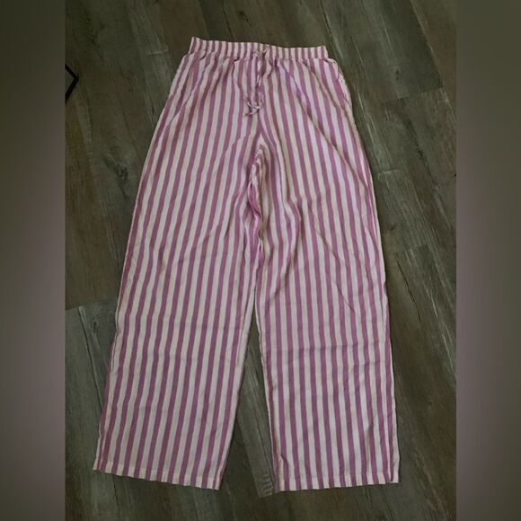 Victoria's Secret Other - Victorias Secret Striped Sparkly Wide Leg Pajama Pants Pink Purple Size Small